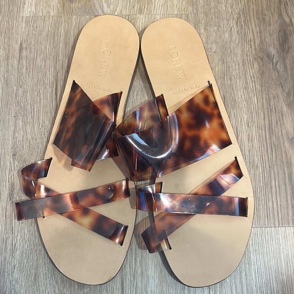 J. Crew Leopard Print slip on sandals.  Size 8. Made in Italy